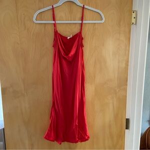 Urban Outfitters Red Satin Slip Dress Size Small Holiday Christmas Dress